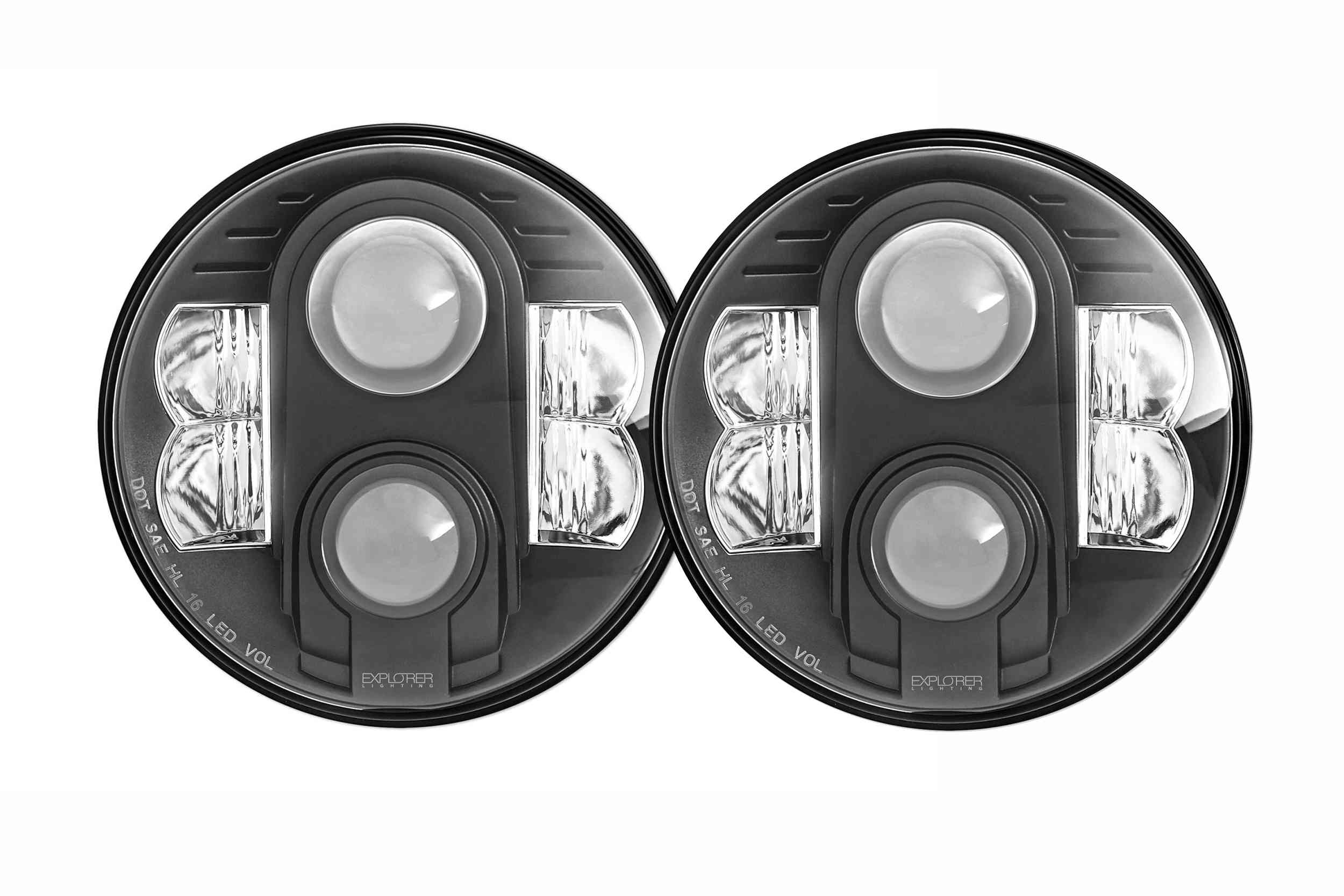 Pro Comp Jeep Headlights: 7" Round LED Hi/Lo (07-18 JK) - product image 1