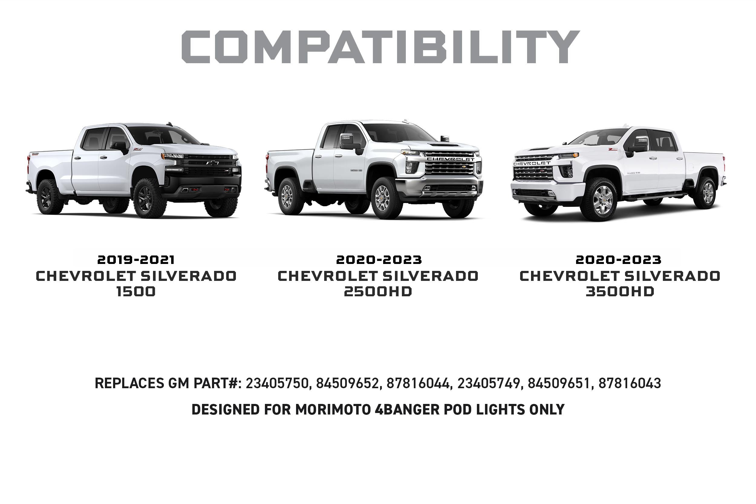 19-21 Silverado 1500 / 20-23 Silverado HD 4Banger Fog Light Kit: HXB White - product image 3