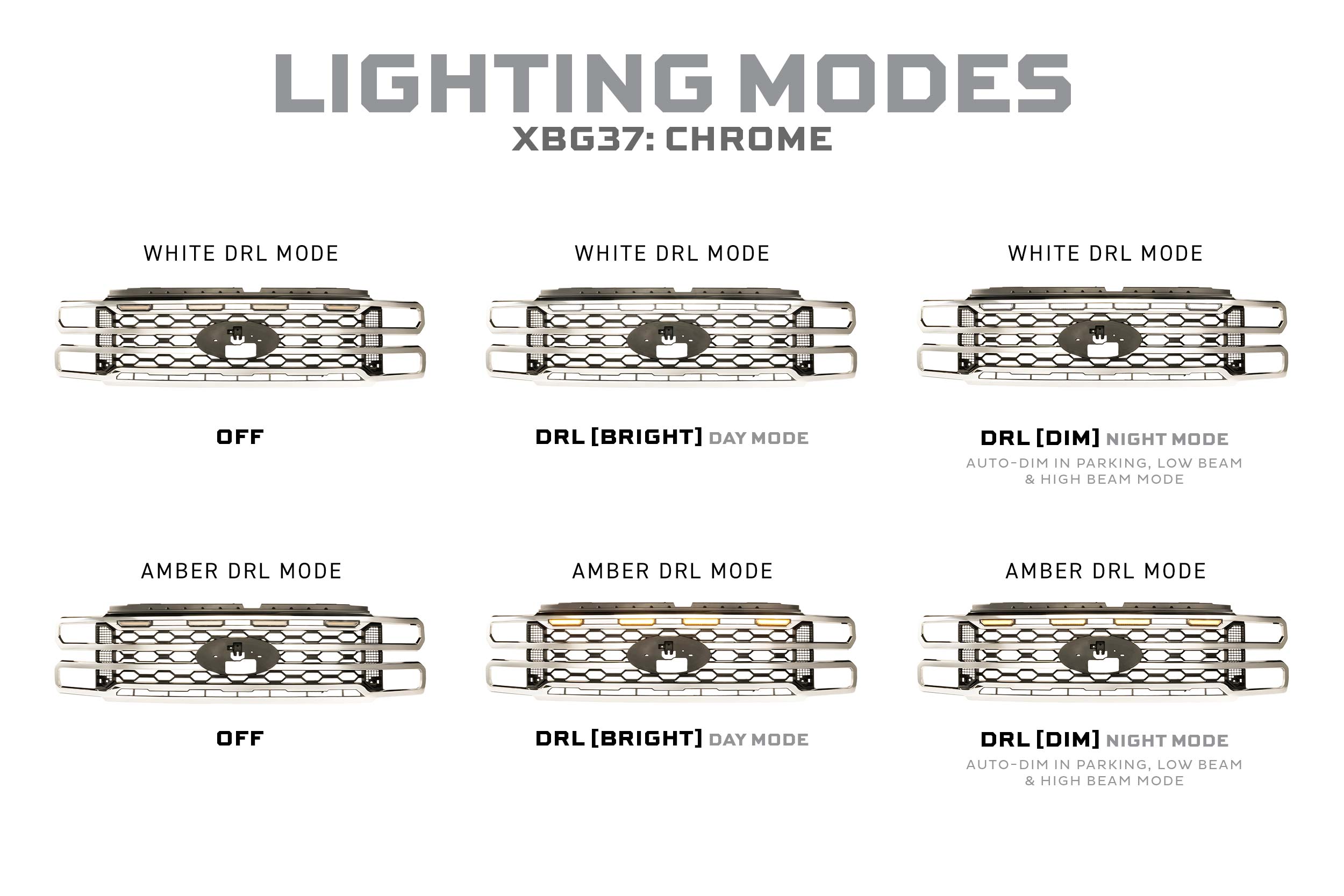 XBG LED Grille: 23-27 Super Duty (Chrome / Each) - product image 7