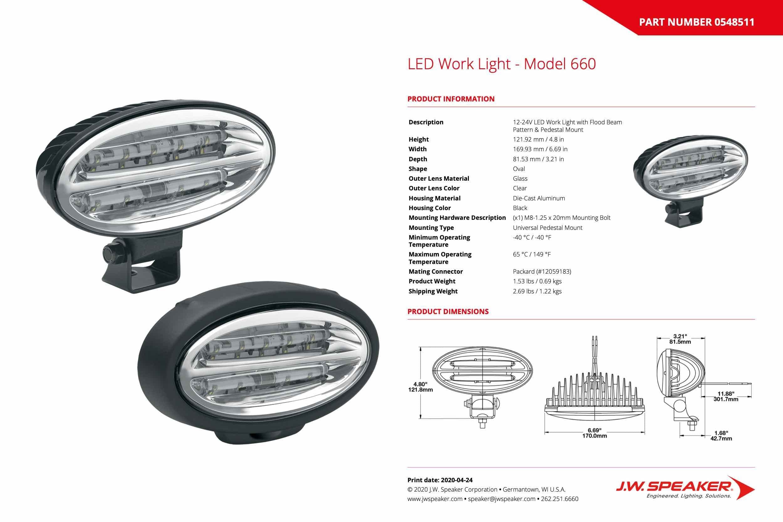 JW Speaker: 660F-12/24V LED WL Panel Mnt - product image 4