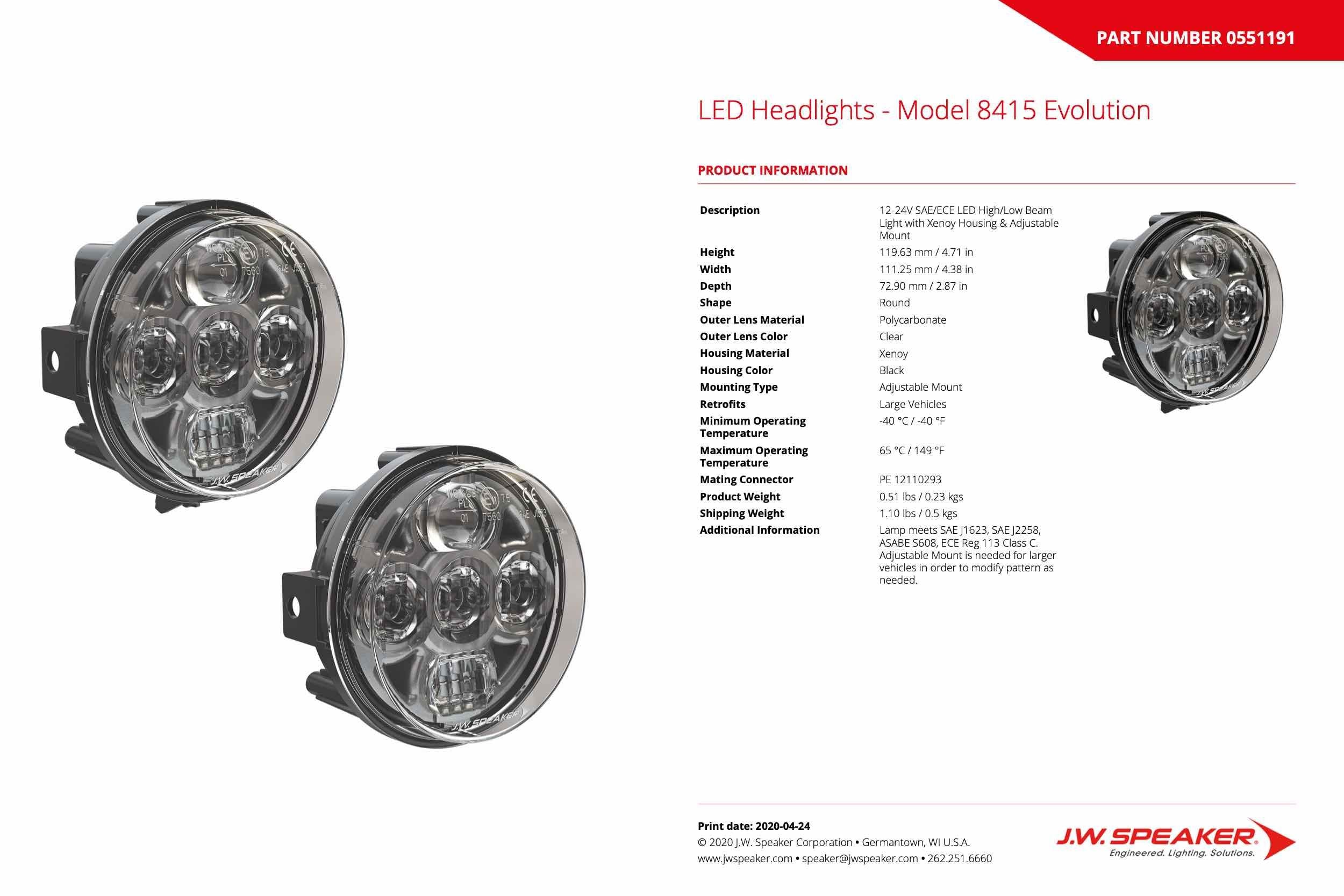 JW Speaker: 8415-EV 12/24V Xenoy High/Low Univ Mount - product image 5