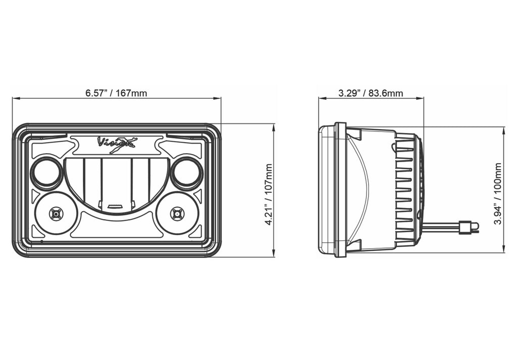 Vision X LED Headlights: (Each / 4x6in Rectangle / Black / Amber Halo) - product image 7