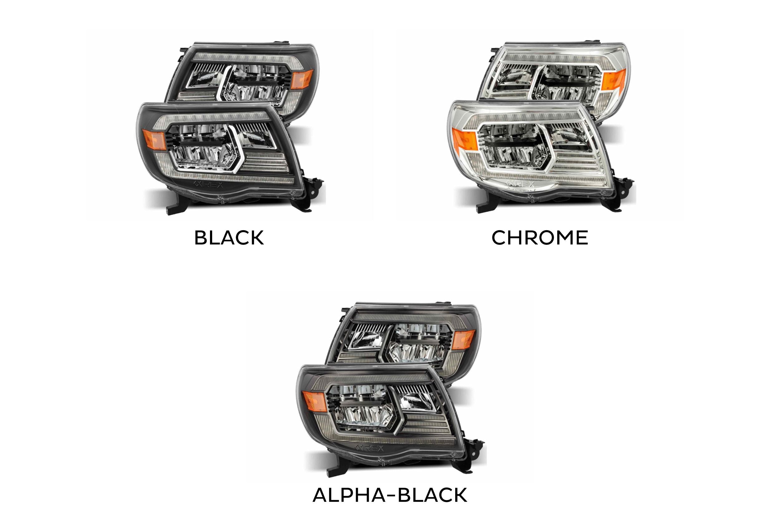 ARex Luxx LED Headlights: Toyota Tacoma (05-11) - Black (Reflector / Set) - product image 2