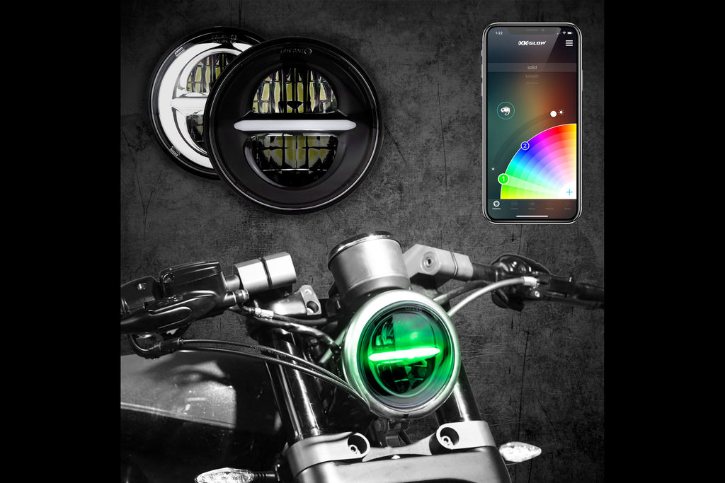 XKChrome RGB LED 5.75in Headlight Kit: Chrome w/o Controller - product image 1