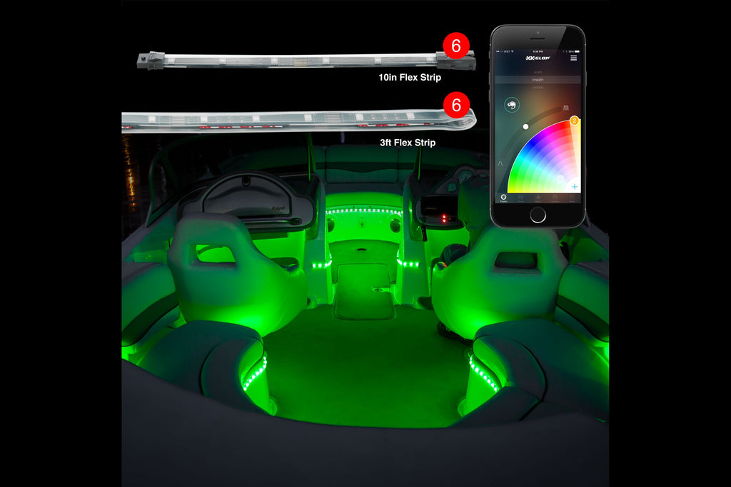 XKChrome RGB LED Boat Accent Light Kit: 4x 36in, 4x 9in Strips w/ Dash Mount Controller - product image 1