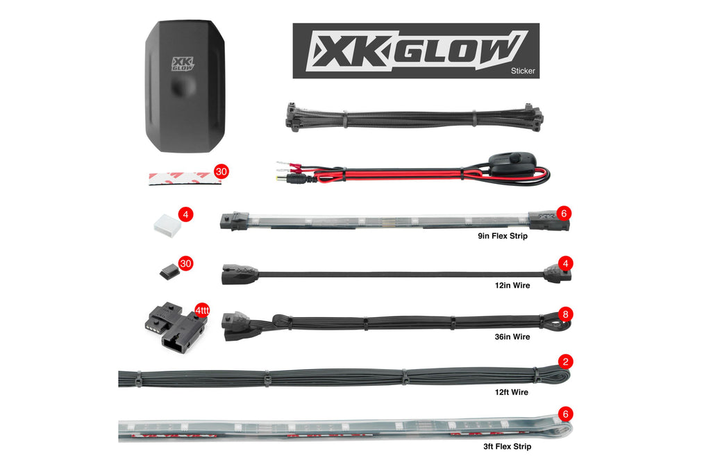 XKChrome RGB LED Boat Accent Light Kit: 4x 36in, 4x 9in Strips w/ Dash Mount Controller - product image 3