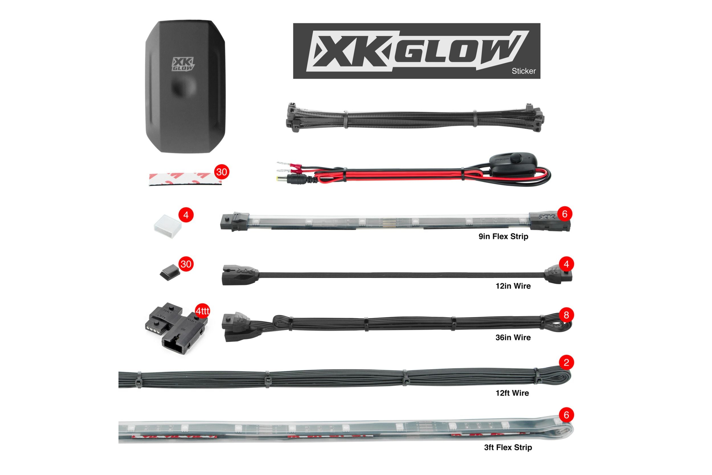XKChrome RGB LED Boat Accent Light Kit: 4x 36in, 4x 9in Strips w/ Dash Mount Controller - product image 3