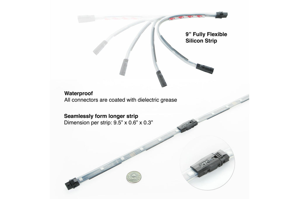 XKChrome RGB LED Boat Accent Light Kit: 4x 36in, 4x 9in Strips w/ Dash Mount Controller - product image 4