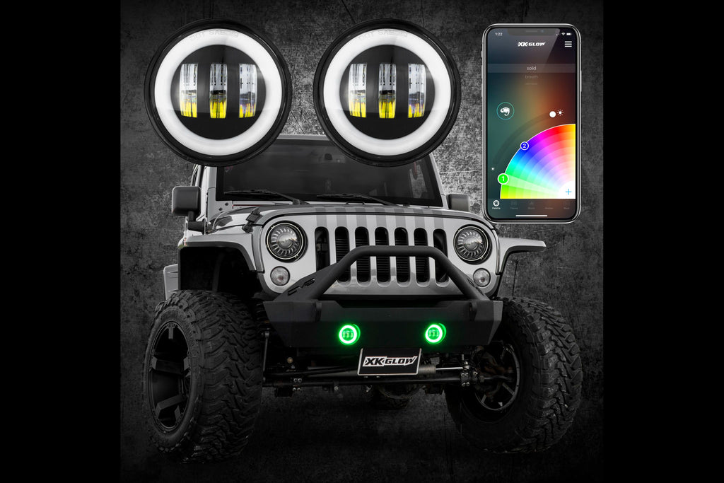 XKChrome RGB LED Fog Light Kit: Wrangler JK (Black w/ Controller) (Pair) - product image 1