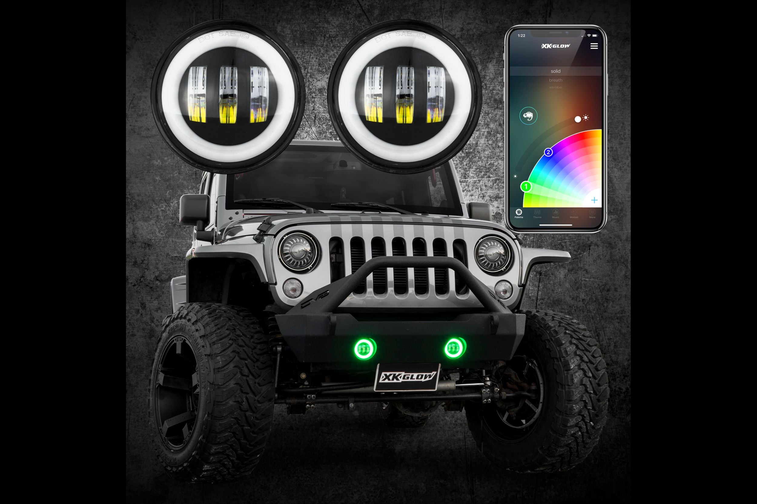 XKChrome RGB LED Fog Light Kit: Wrangler JK (Black w/ Controller) (Pair) - product image 1