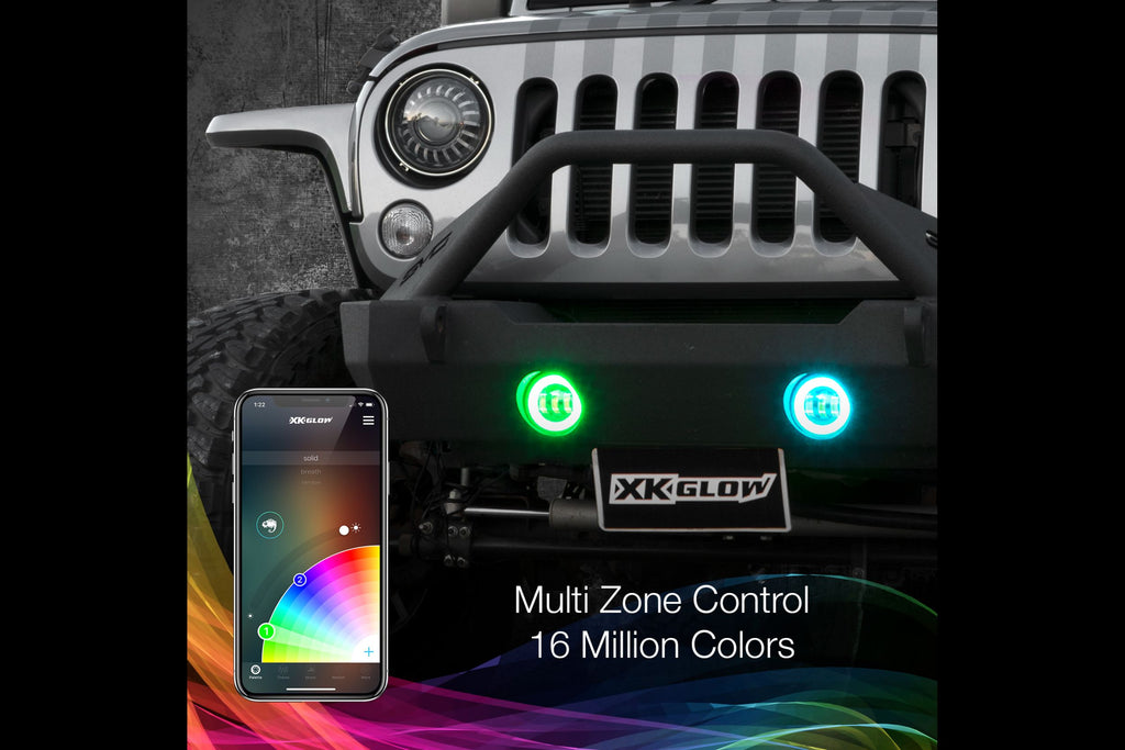 XKChrome RGB LED Fog Light Kit: Wrangler JK (Black w/ Controller) (Pair) - product image 4