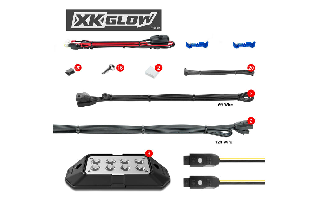 XKChrome RGB LED Rock Light Kit: 4pc w/ Dash Mount Controller - product image 2