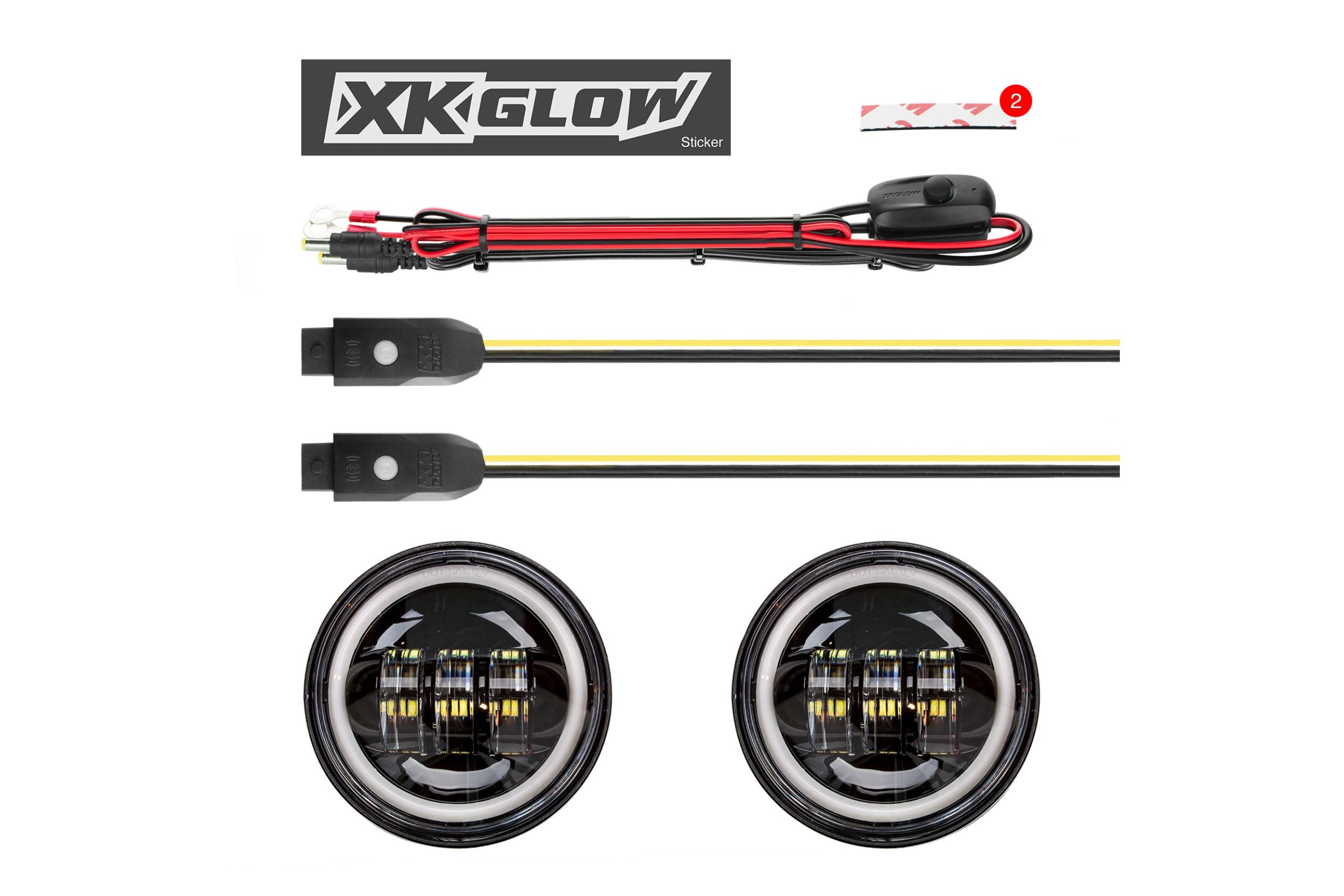 XKChrome RGB LED Running Light Kit: Harley 4.5in (Chrome w/ Controller) - product image 2