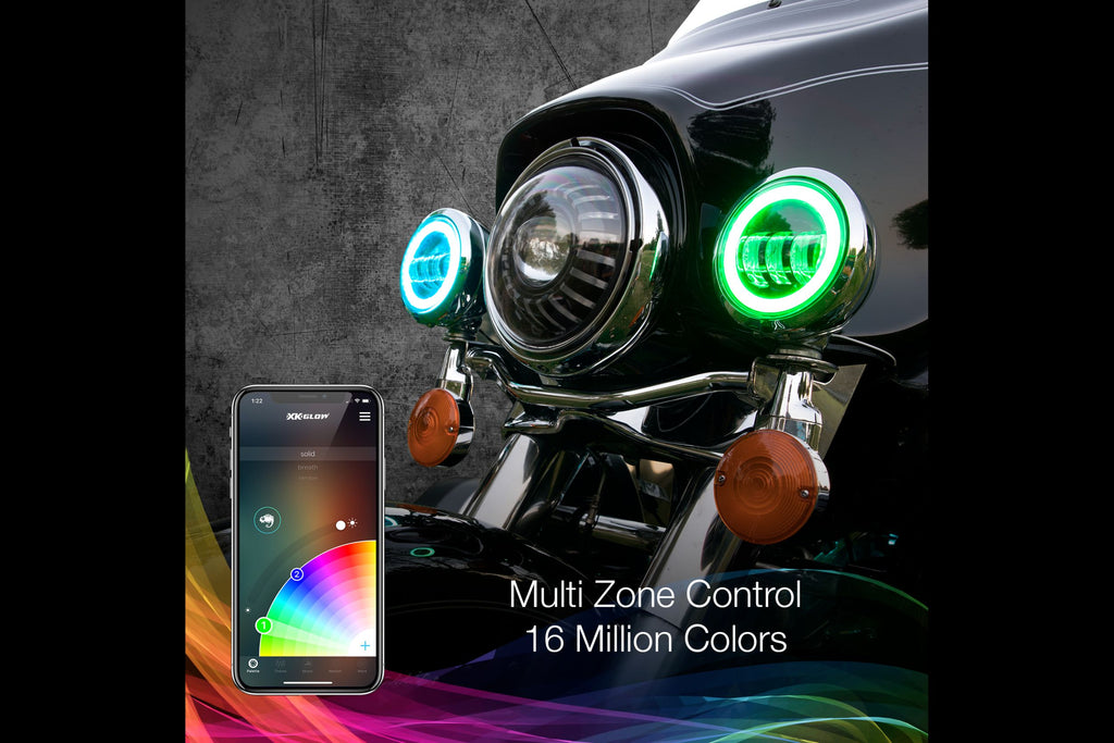 XKChrome RGB LED Running Light Kit: Harley 4.5in (Black w/ Controller) - product image 4