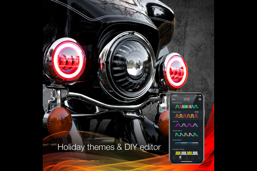 XKChrome RGB LED Running Light Kit: Harley 4.5in (Chrome w/ Controller) - product image 7