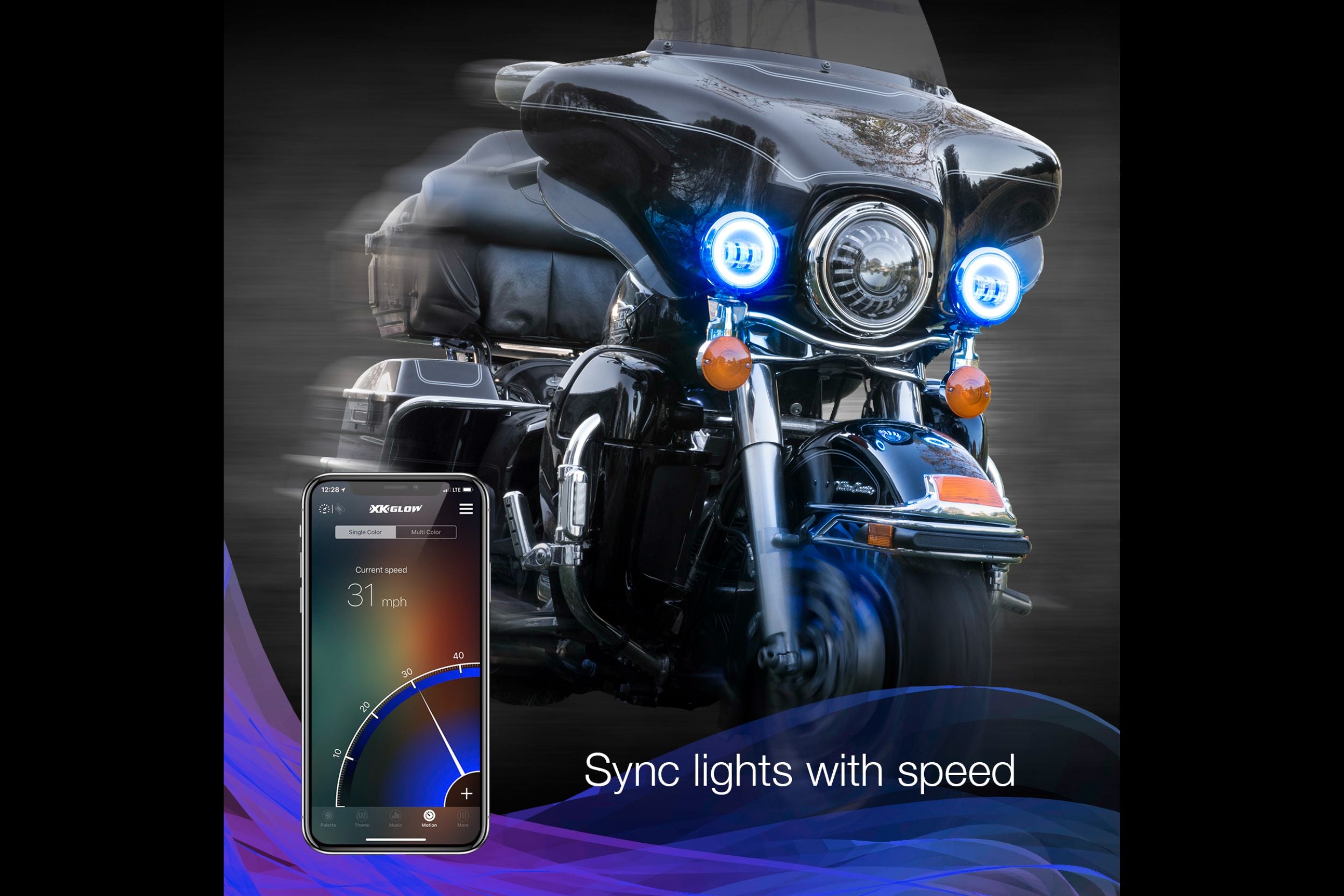 XKChrome RGB LED Running Light Kit: Harley 4.5in (Chrome w/ Controller) - product image 8